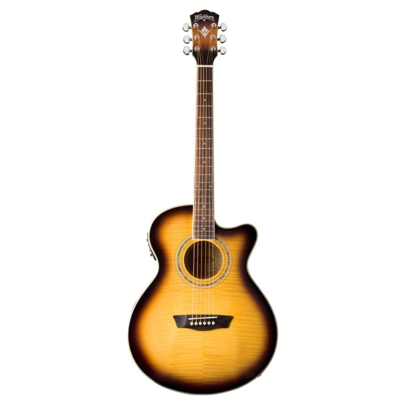Guitarra Electroacustica Mini Jumbo Flamed Washburn EA15ATB-A-U